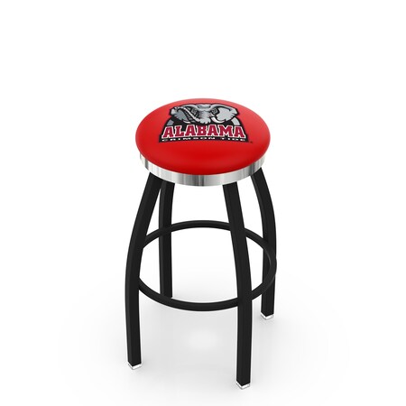 30 Blk Wrinkle Alabama Swivel Bar Stool,Chrome Ring